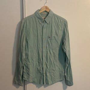 Hollister Men’s Mint Green Long-Sleeve Button-Down Shirt